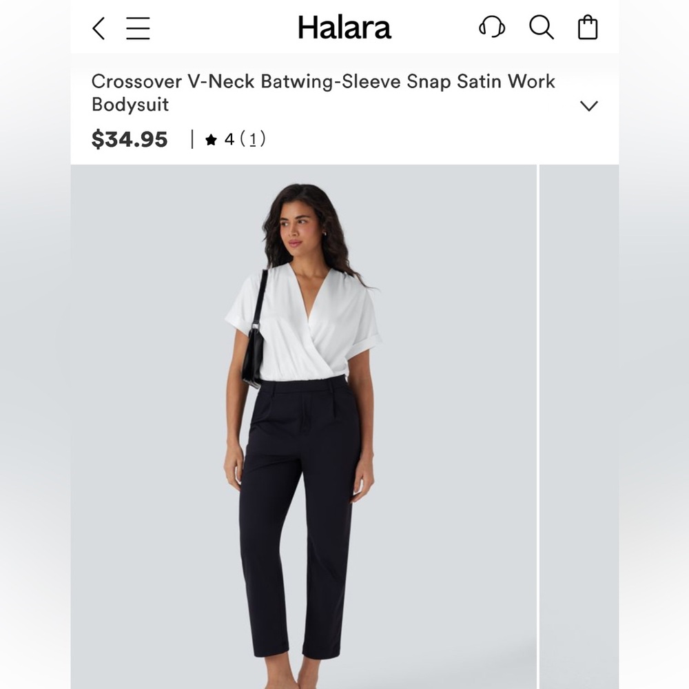 NWT - Halara Crossover V-Neck Batwing-Sleeve Snap Satin Body Suit